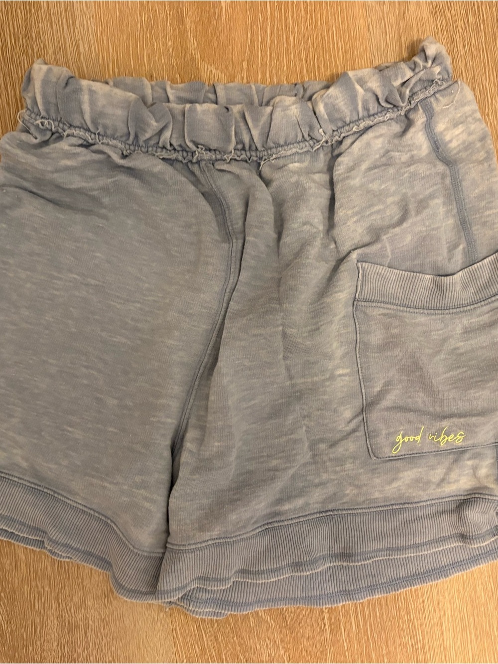 Free People Light Blue Ruffle Waist Lounge Shorts